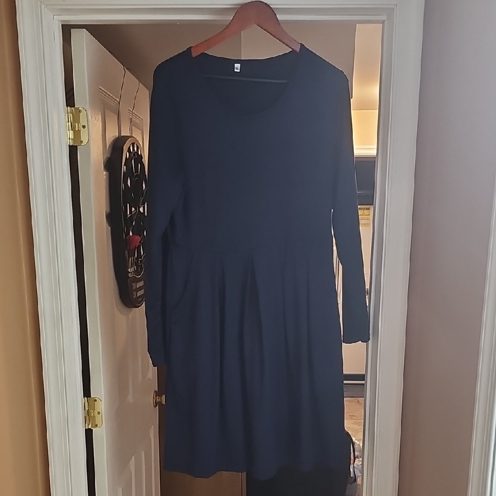 Chic Long Sleeve Navy Dress